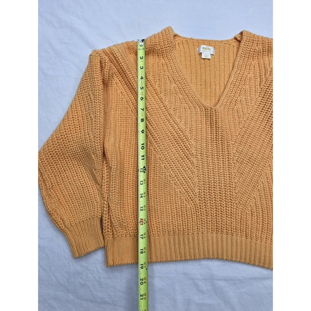 Maeve Anthropologie Orange Chunky Shaker Knit V-Neck Sweater Small NWT